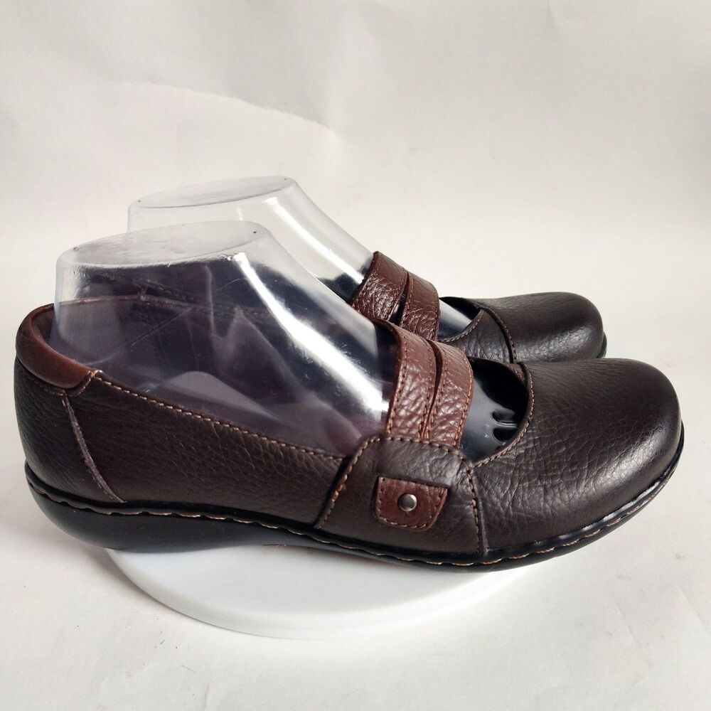 Clarks Loafers Womens 7.5 Brown Ashland Twist Mary Jane‎ Leather Slip-on Comfort